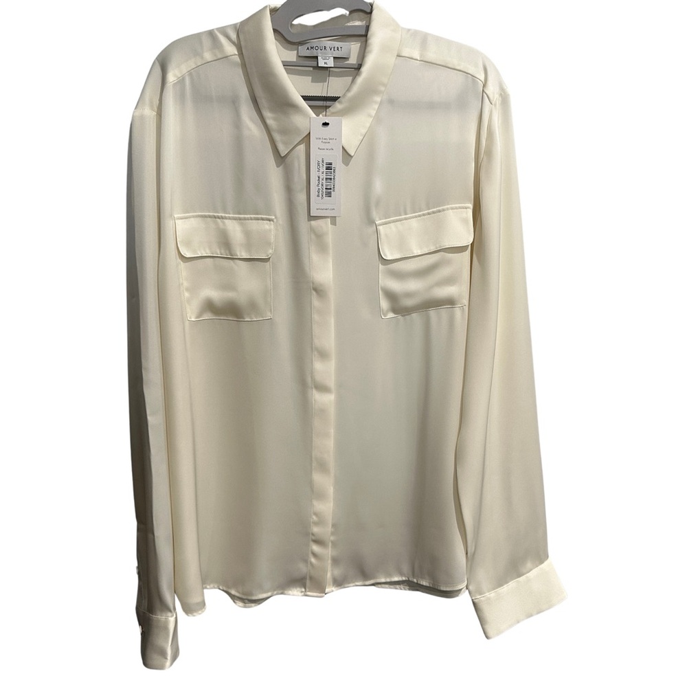 NWT - Bixby Pocket Blouse - Ivory XL